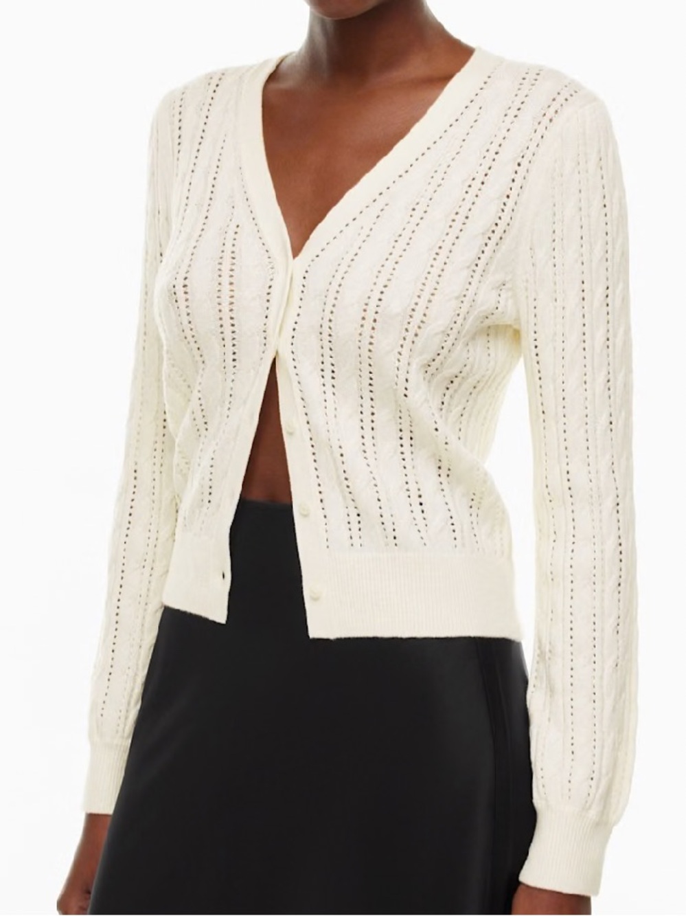 EUC Aritzia Wilfred chez Cable knit Cardigan Light Birch ivory M